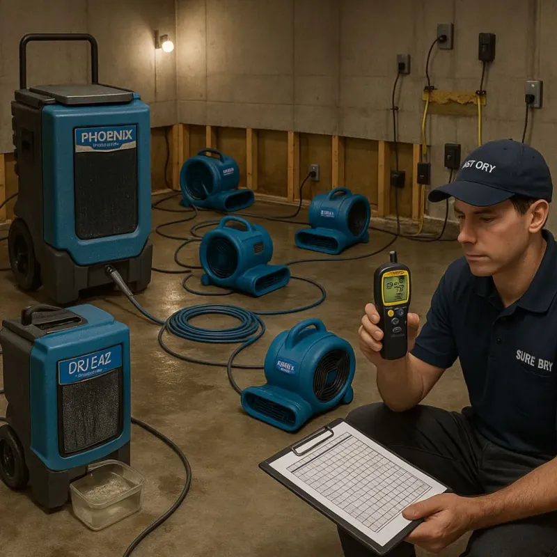 Structural Drying and Dehumidification process in Haysville, KS